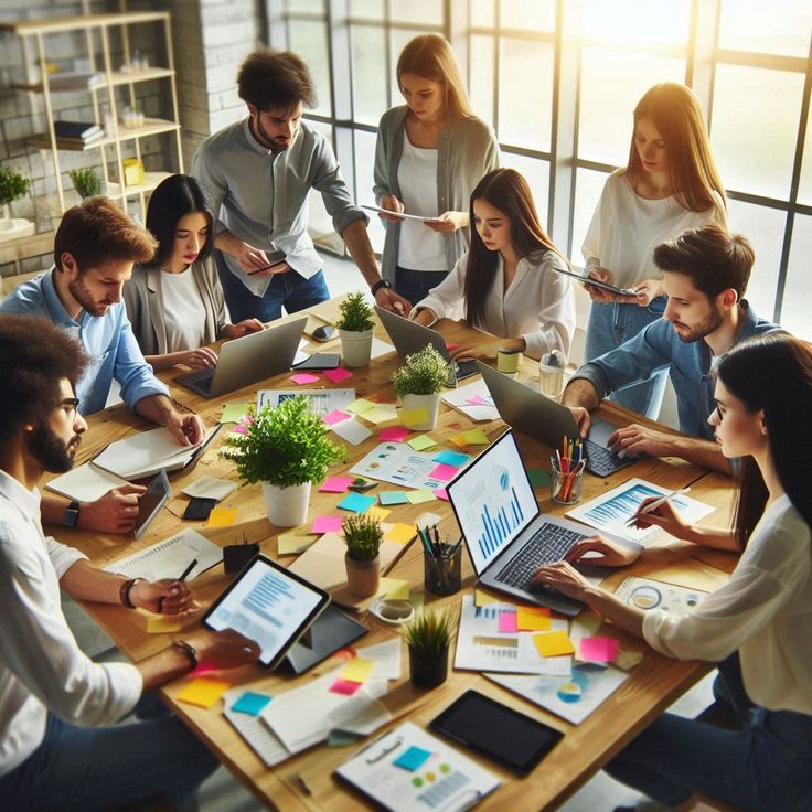 Students collaborating on campus